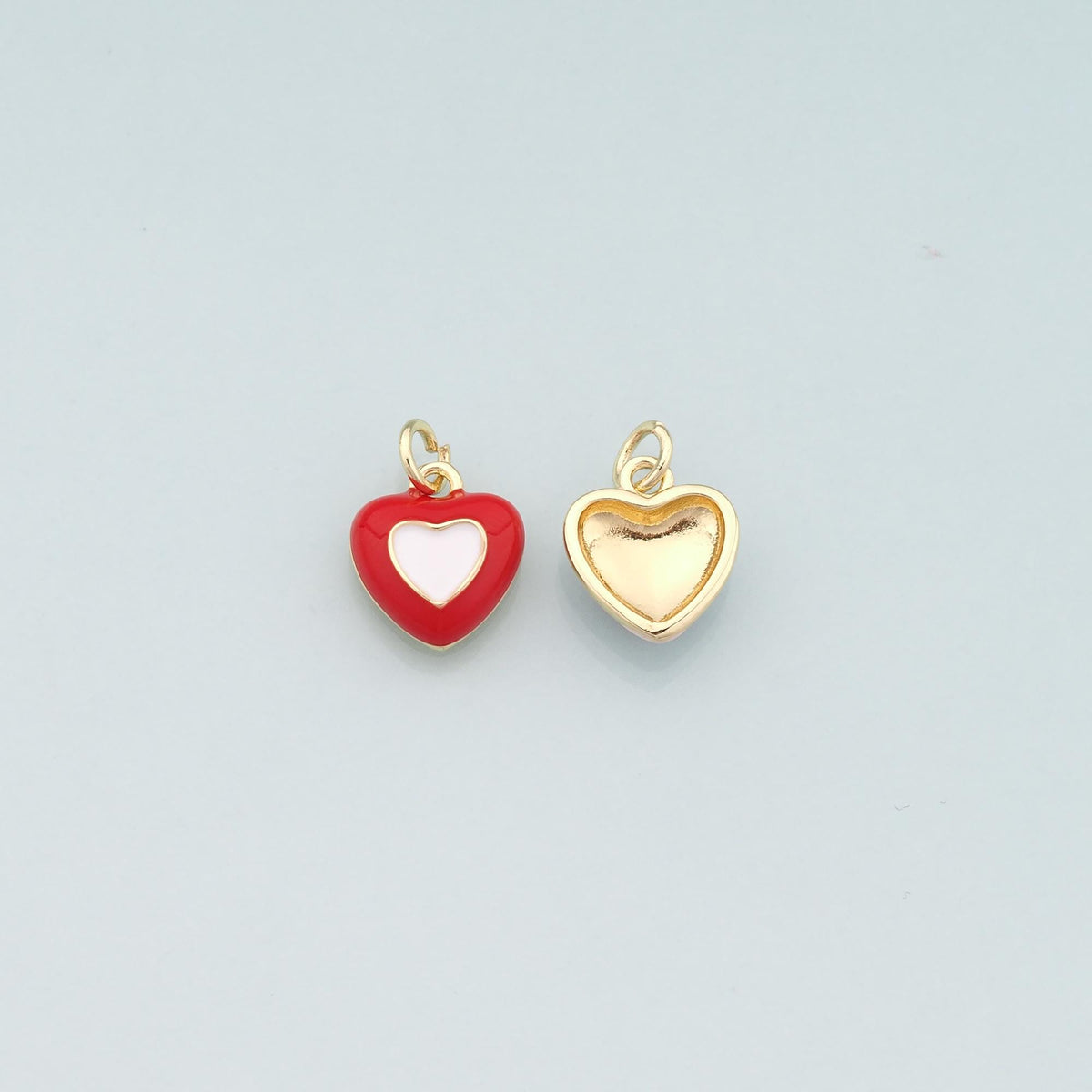 18K Gold Filled Heart Enamel Charm Pendant for Jewelry Making