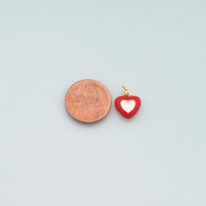 18K Gold Filled Heart Enamel Charm Pendant for Jewelry Making
