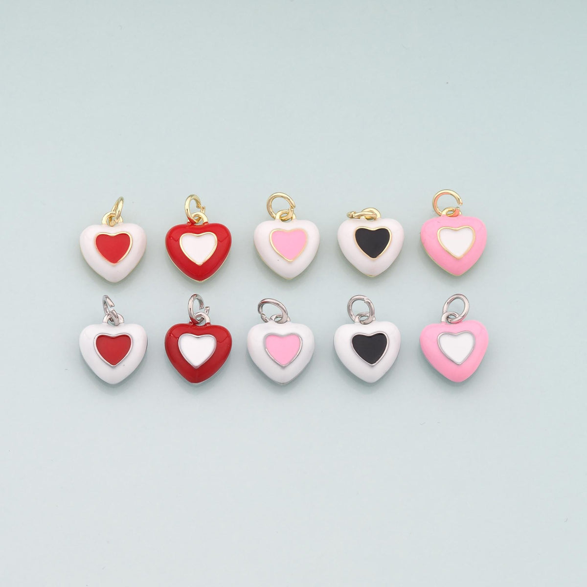 18K Gold Filled Heart Enamel Charm Pendant for Jewelry Making