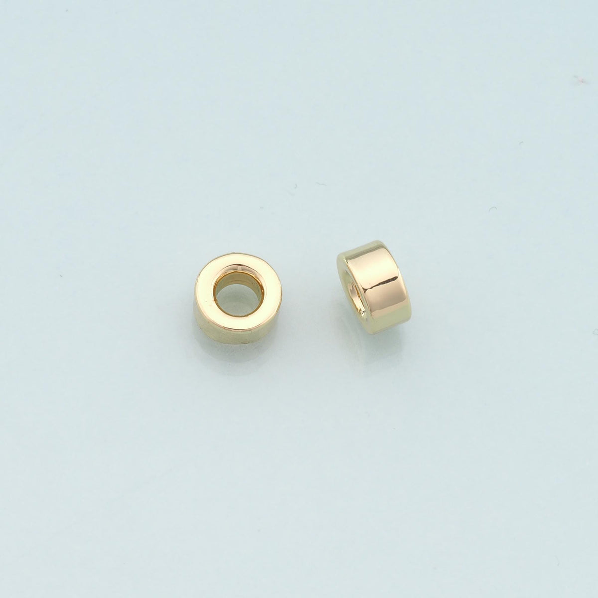 Gold Round Beads Charms,18K Gold Filled Round Flat Spacer beads Bracelet Necklace for DIY Jewelry Making Supply