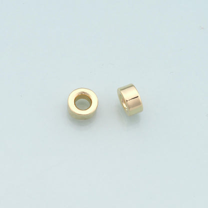 Gold Round Beads Charms,18K Gold Filled Round Flat Spacer beads Bracelet Necklace for DIY Jewelry Making Supply