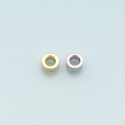 Gold Round Beads Charms,18K Gold Filled Round Flat Spacer beads Bracelet Necklace for DIY Jewelry Making Supply