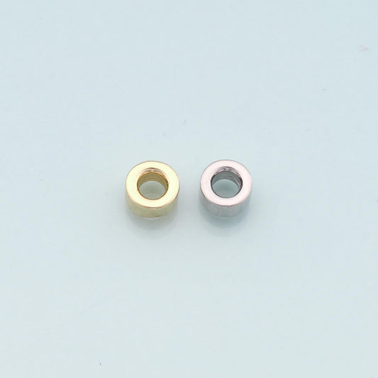 Gold Round Beads Charms,18K Gold Filled Round Flat Spacer beads Bracelet Necklace for DIY Jewelry Making Supply