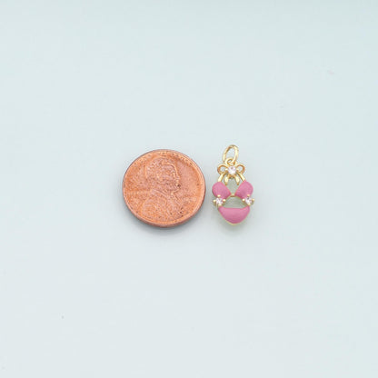 18K Gold Filled Bikini Pendant,Enamel Bikini Charm Bracelet Necklace for DIY Jewelry Making Supply