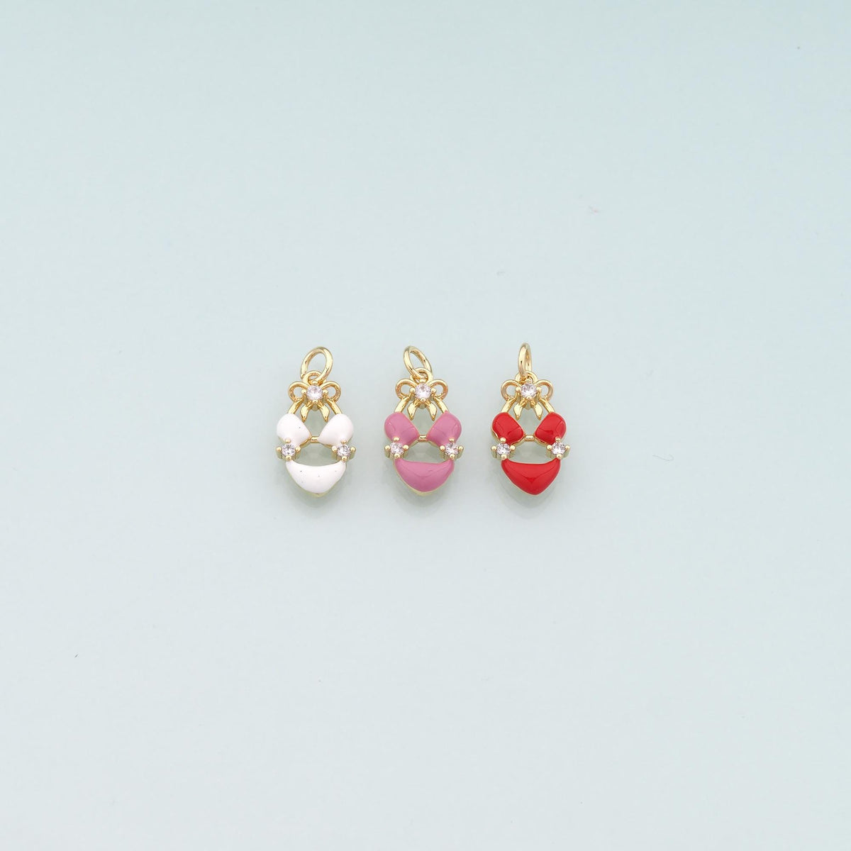 18K Gold Filled Bikini Pendant,Enamel Bikini Charm Bracelet Necklace for DIY Jewelry Making Supply