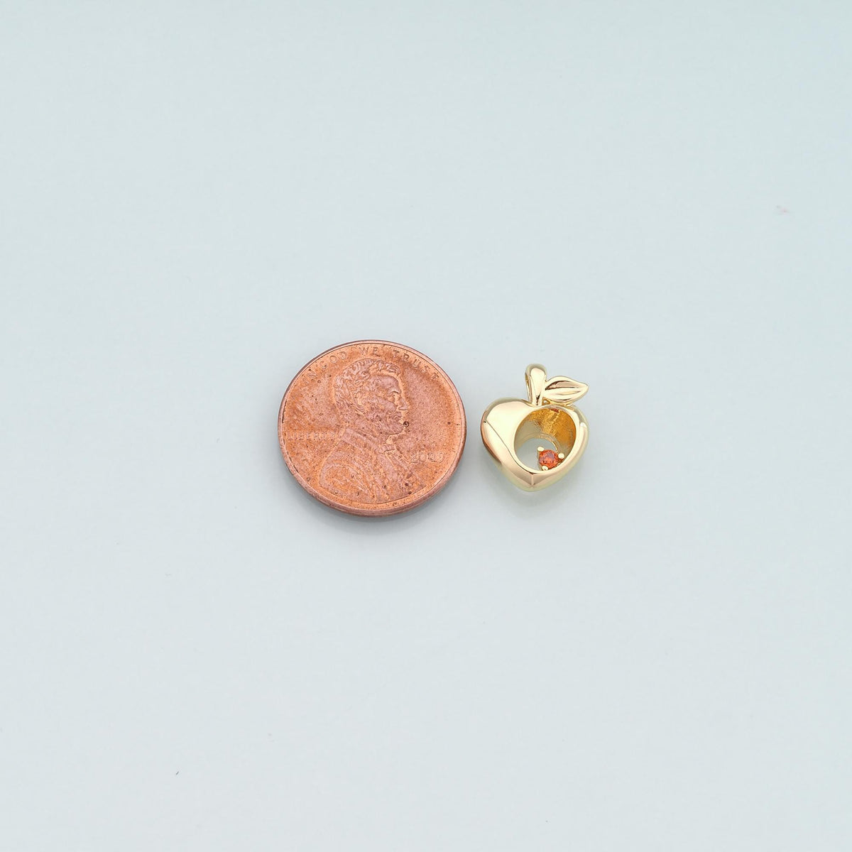 Gold Apple Charms,18K Gold Filled Apple Pendant,CZ Micro Pave  Fruit Charm Bracelet Necklace for DIY Jewelry Making Supply