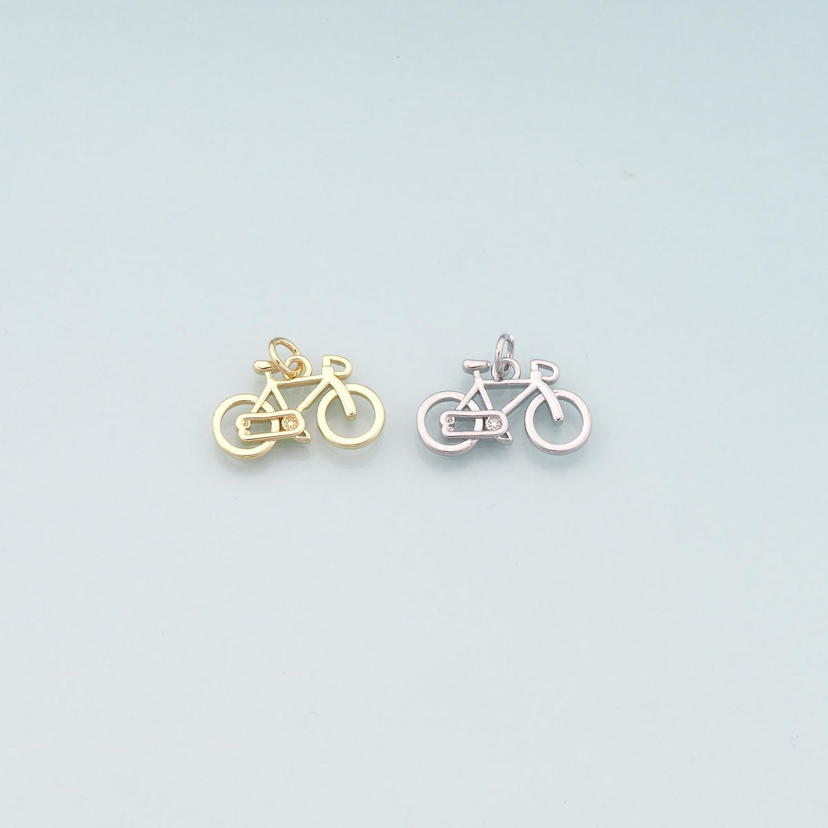 Gold Sports Charms,18K Gold Filled Bicycle Pendant,Bicycle Charm Bracelet Necklace for DIY Jewelry Making Supply