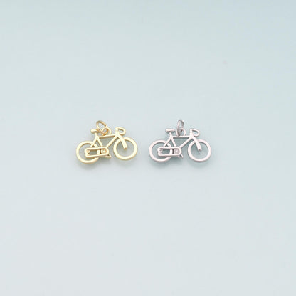 Gold Sports Charms,18K Gold Filled Bicycle Pendant,Bicycle Charm Bracelet Necklace for DIY Jewelry Making Supply