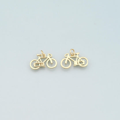 Gold Sports Charms,18K Gold Filled Bicycle Pendant,Bicycle Charm Bracelet Necklace for DIY Jewelry Making Supply