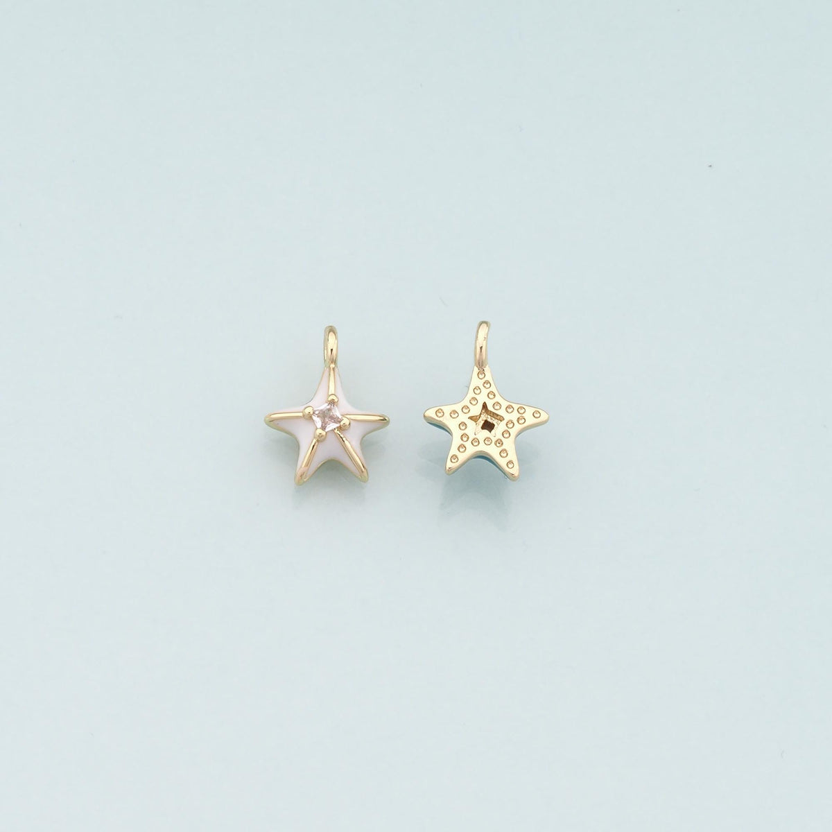 Gold Starfish Charms,18K Gold Filled Sea star Pendant,Enamel Starfish Charm Bracelet Necklace for DIY Jewelry Making Supply