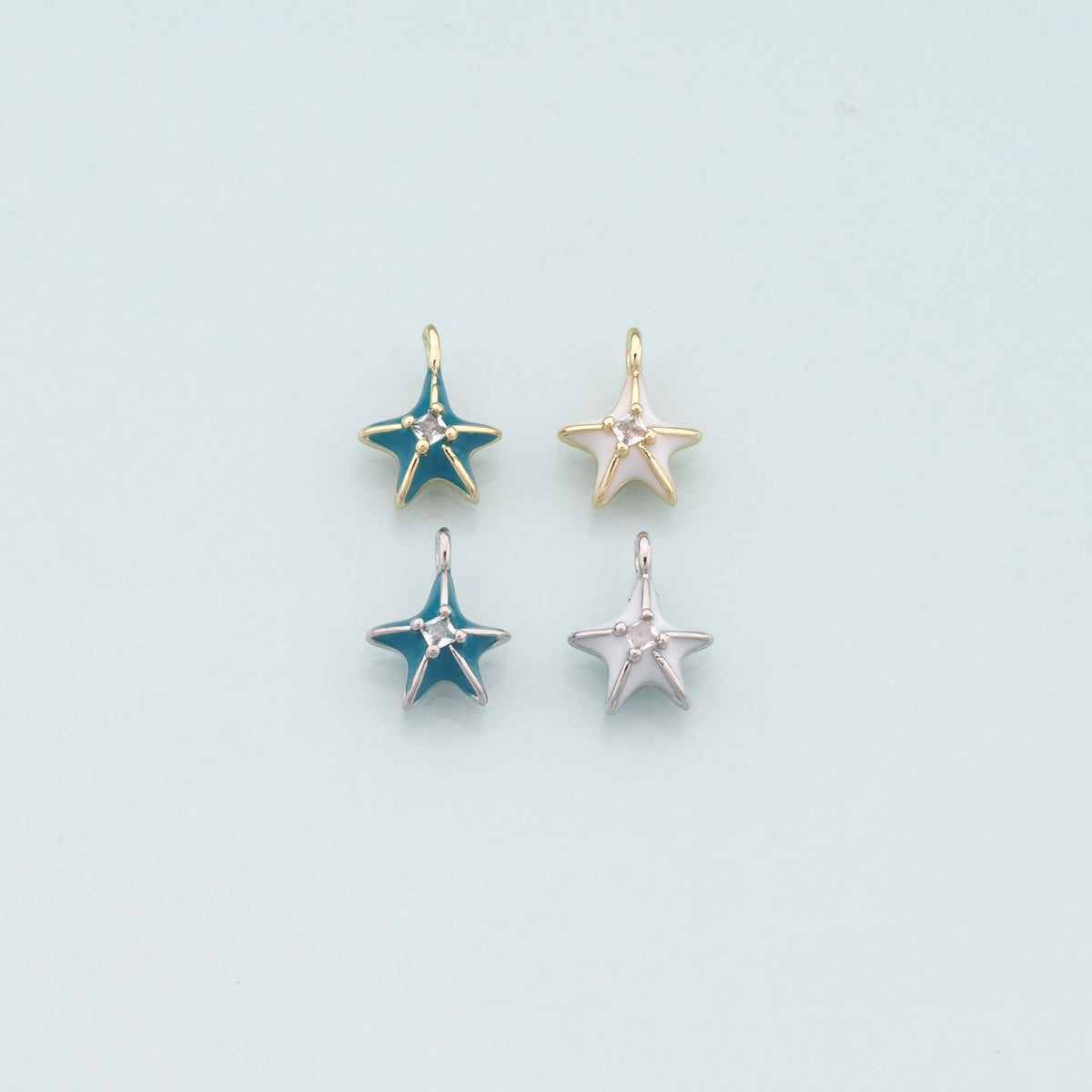 Gold Starfish Charms,18K Gold Filled Sea star Pendant,Enamel Starfish Charm Bracelet Necklace for DIY Jewelry Making Supply