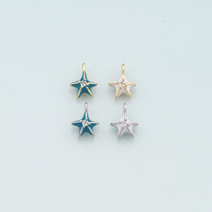 Gold Starfish Charms,18K Gold Filled Sea star Pendant,Enamel Starfish Charm Bracelet Necklace for DIY Jewelry Making Supply