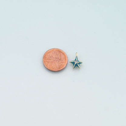Gold Starfish Charms,18K Gold Filled Sea star Pendant,Enamel Starfish Charm Bracelet Necklace for DIY Jewelry Making Supply