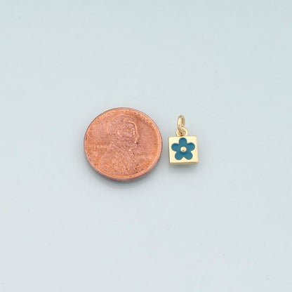 Gold Flower Charms,18K Gold Filled Flower Pendant,Enamel Flower Charm Bracelet Necklace for DIY Jewelry Making Supply