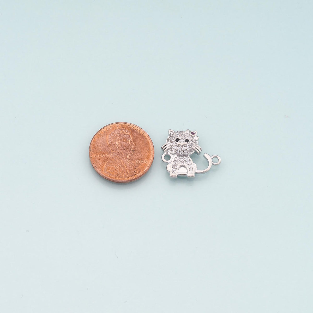 18K Gold Filled Cubic Zirconia Cat Connector for Jewelry Making