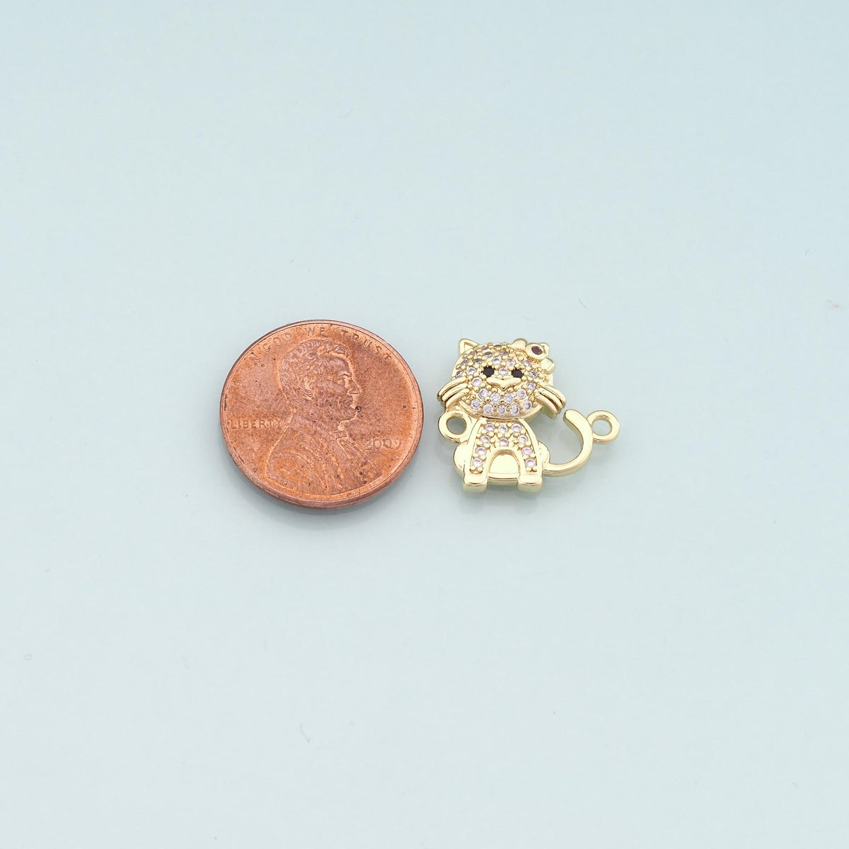 18K Gold Filled Cubic Zirconia Cat Connector for Jewelry Making