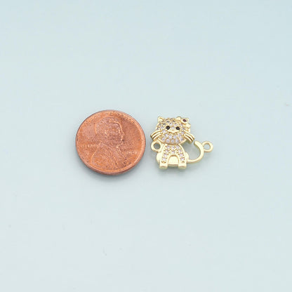 18K Gold Filled Cubic Zirconia Cat Connector for Jewelry Making