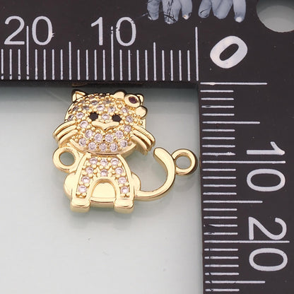 18K Gold Filled Cubic Zirconia Cat Connector for Jewelry Making