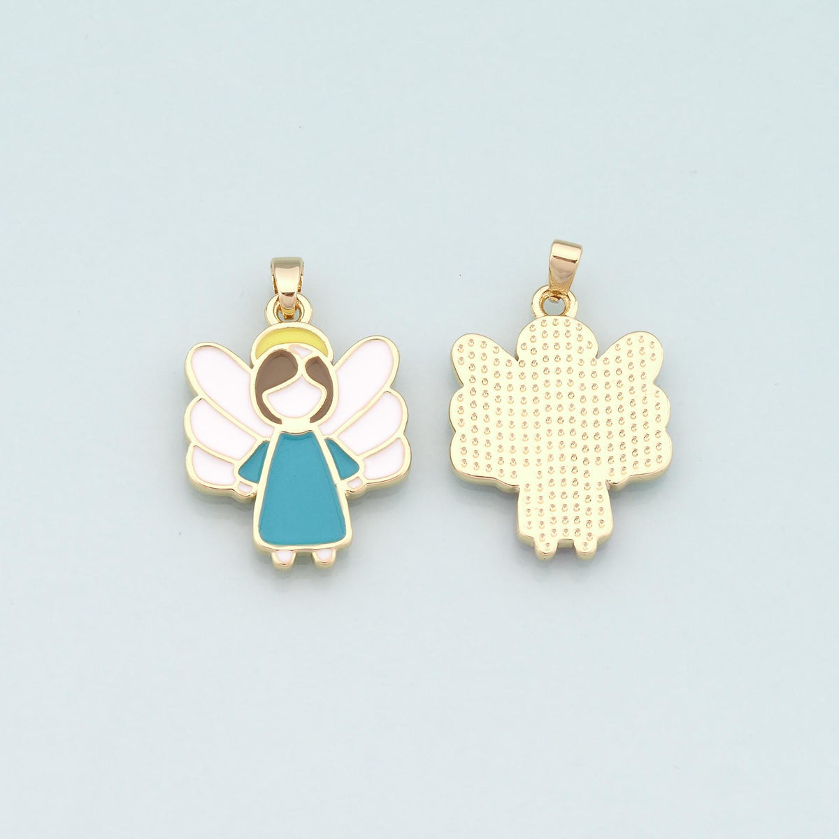 Gold Angel Wings Charms,18K Gold Filled Angel Pendant,Enamel Angel Charm Bracelet Necklace for DIY Jewelry Making Supply