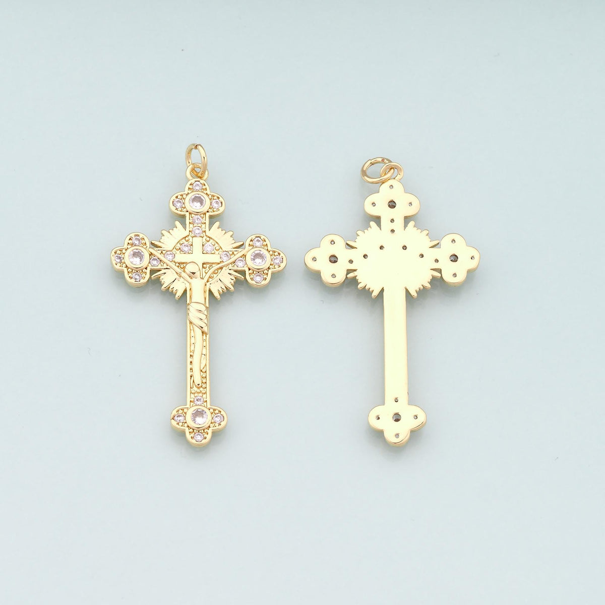 18K Gold Filled Cross Charm Pendant for Jewelry Making