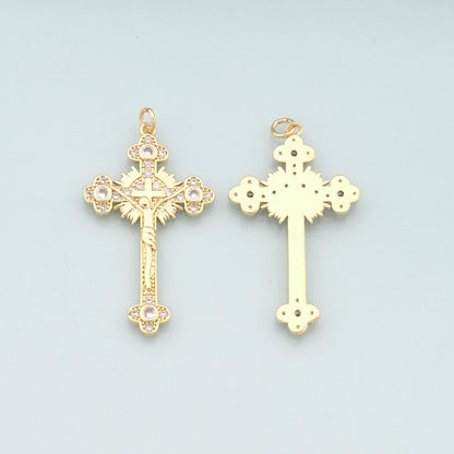 18K Gold Filled Cross Charm Pendant for Jewelry Making