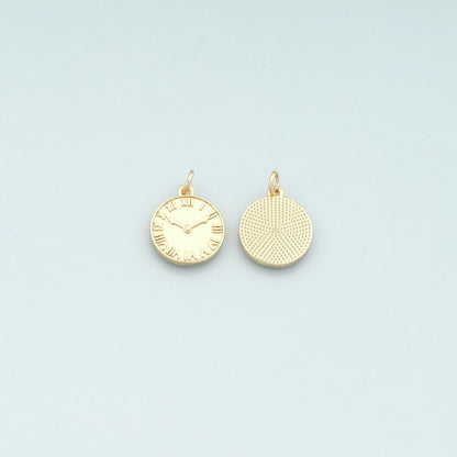 Gold Time Charms,18K Gold Filled Clock Pendant,Clock Charm Bracelet Necklace for DIY Jewelry Making Supply