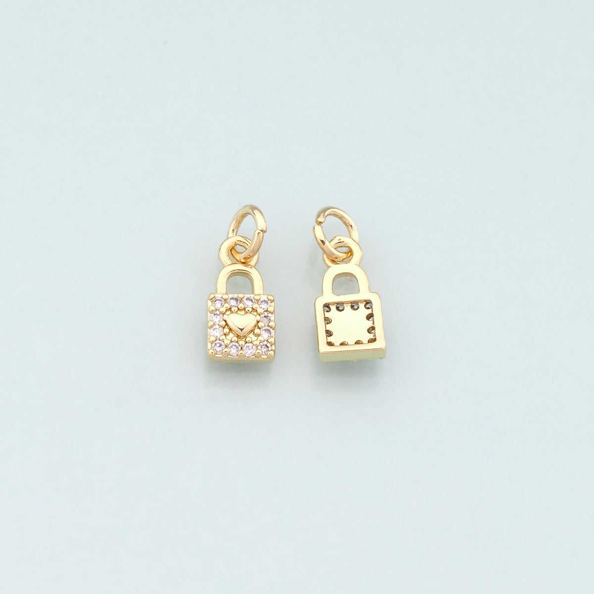 Gold Key Lock Charms,18K Gold Filled Lock Pendant,CZ Micro Pave Lock Charm Bracelet Necklace for DIY Jewelry Making Supply