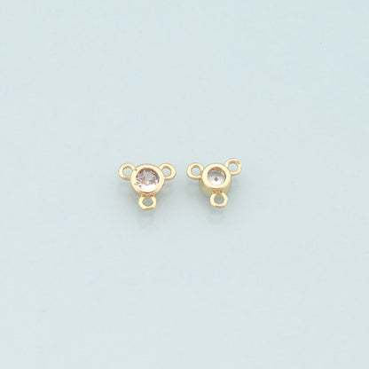 Gold Connector Charm,18K Gold Filled Round Pendant,CZ Micro Pave Round Charm Bracelet Necklace for DIY Jewelry Making Supply