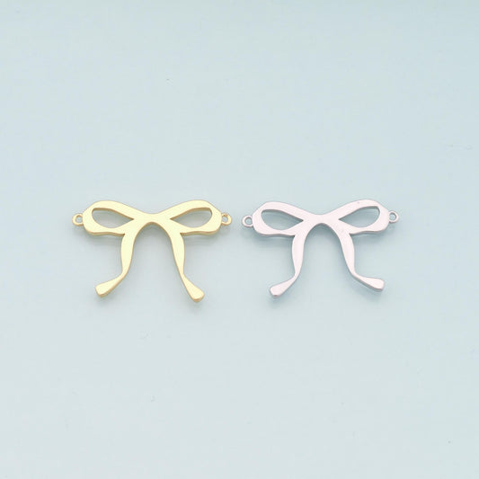 18K Gold Filled Bow Connector Charm,Bow Tie Charm Bracelet Necklace for DIY Jewelry Making Supply