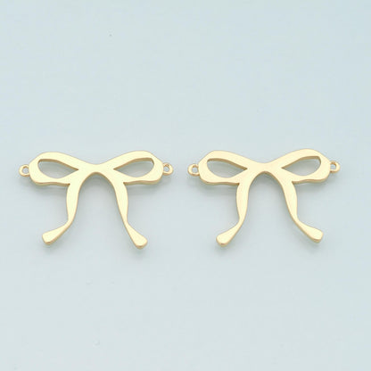 18K Gold Filled Bow Connector Charm,Bow Tie Charm Bracelet Necklace for DIY Jewelry Making Supply