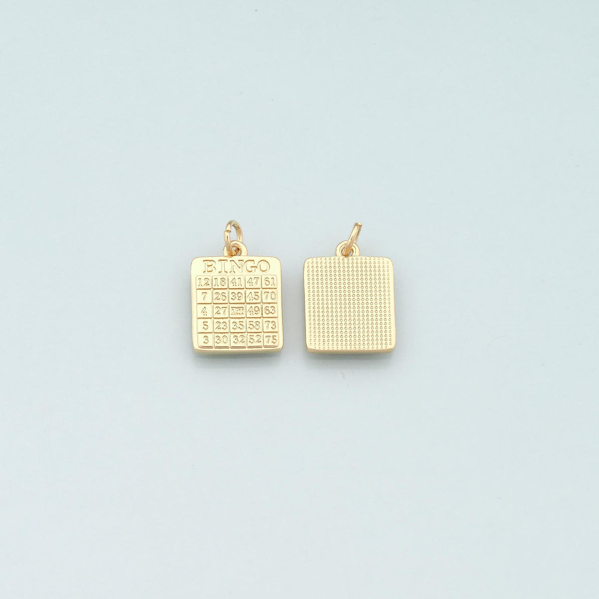 18K Gold Filled Bingo Pendant,Dainty Game Charm Bracelet Necklace for DIY Jewelry Making Supply
