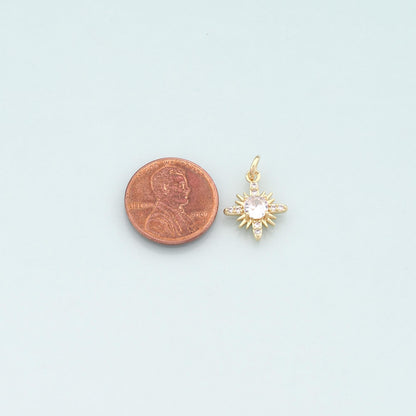 Gold Celestial Charms,18K Gold Filled Star Pendant,CZ Micro Pave North Star Charm Bracelet Necklace for DIY Jewelry Making Su