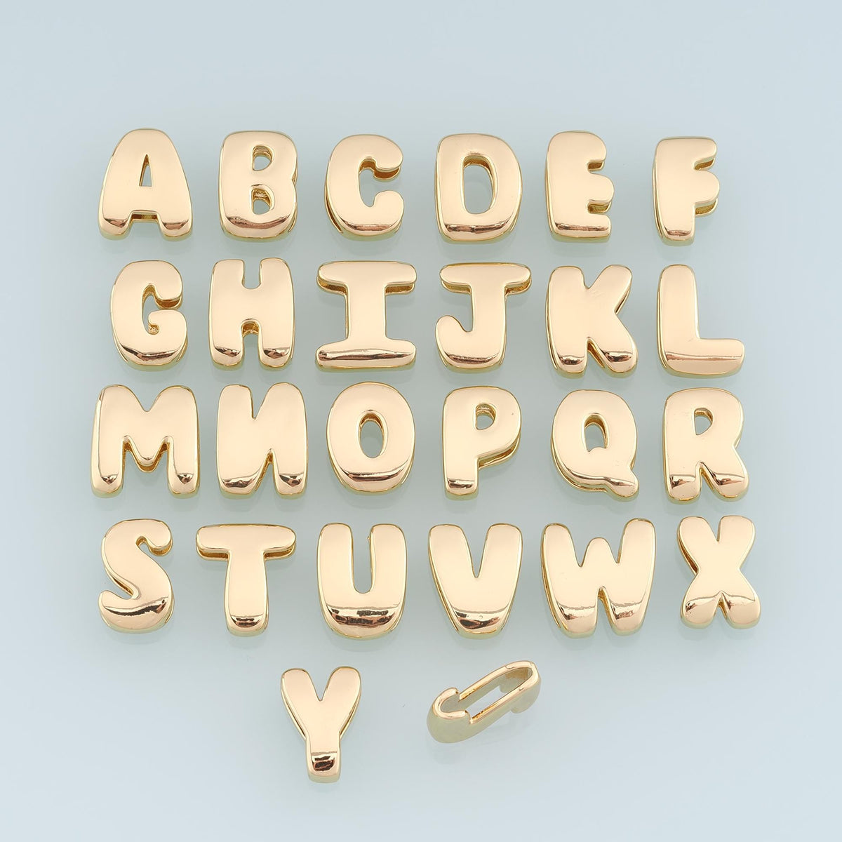 Gold Side Hole letter Charms,18K Gold Filled letter Pendant,initial Charm Bracelet Necklace for DIY Jewelry Making Supply