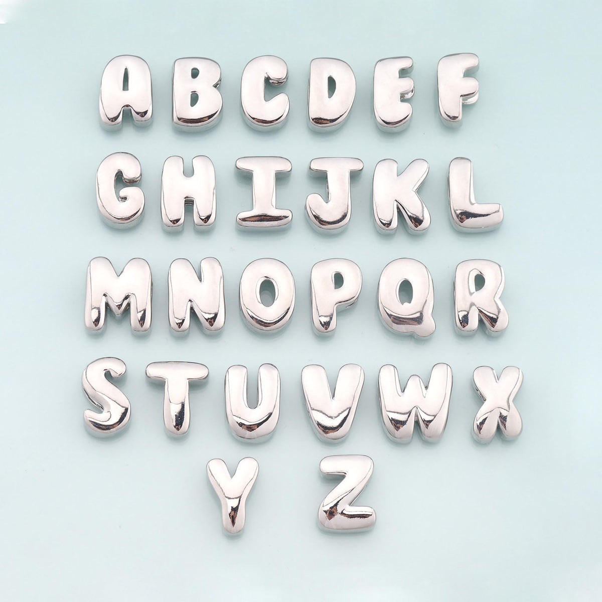 Cord Chubby Bubble Initial Letter Alphabet Bead,initial Charm Bracelet Necklace for DIY Jewelry Making Supply