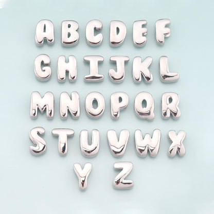 Cord Chubby Bubble Initial Letter Alphabet Bead,initial Charm Bracelet Necklace for DIY Jewelry Making Supply