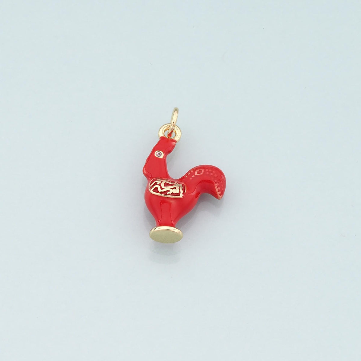 Gold Rooster Charms,18K Gold Filled Rooster Pendant,Enamel Animal Charm Bracelet Necklace for DIY Jewelry Making Supply