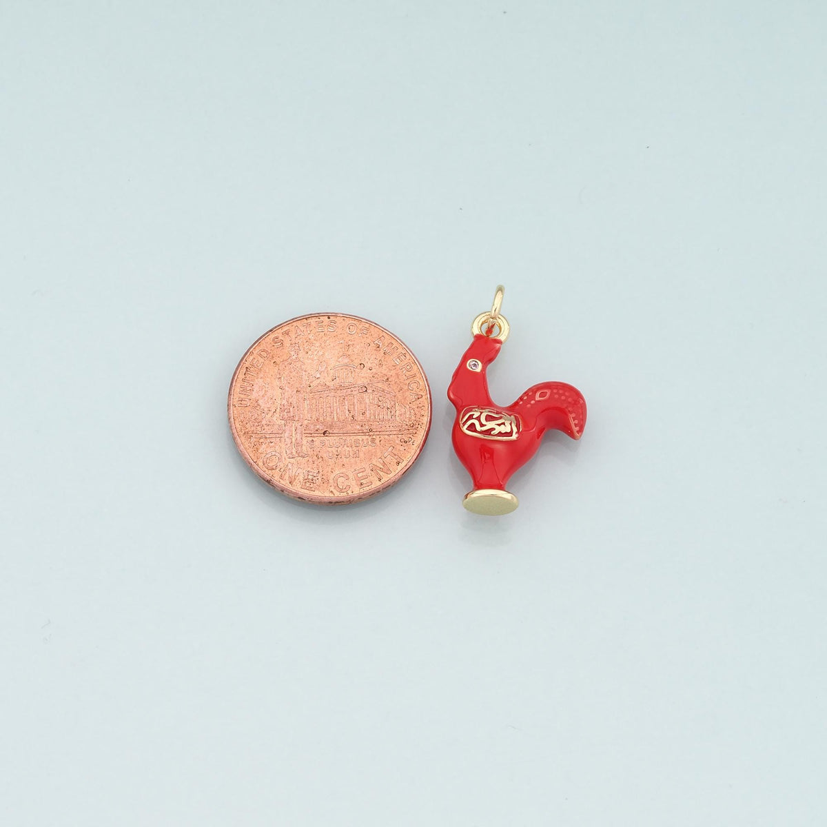Gold Rooster Charms,18K Gold Filled Rooster Pendant,Enamel Animal Charm Bracelet Necklace for DIY Jewelry Making Supply