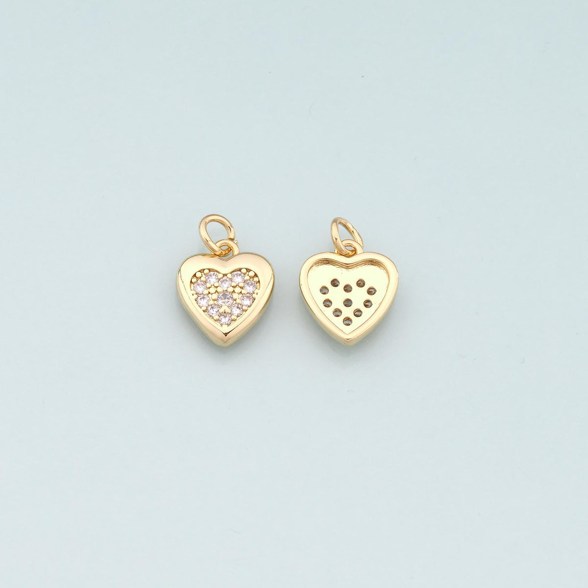 Gold Heart Charms,18K Gold Filled Heart Pendant,CZ Micro Pave Heart Charm Bracelet Necklace for DIY Jewelry Making Supply