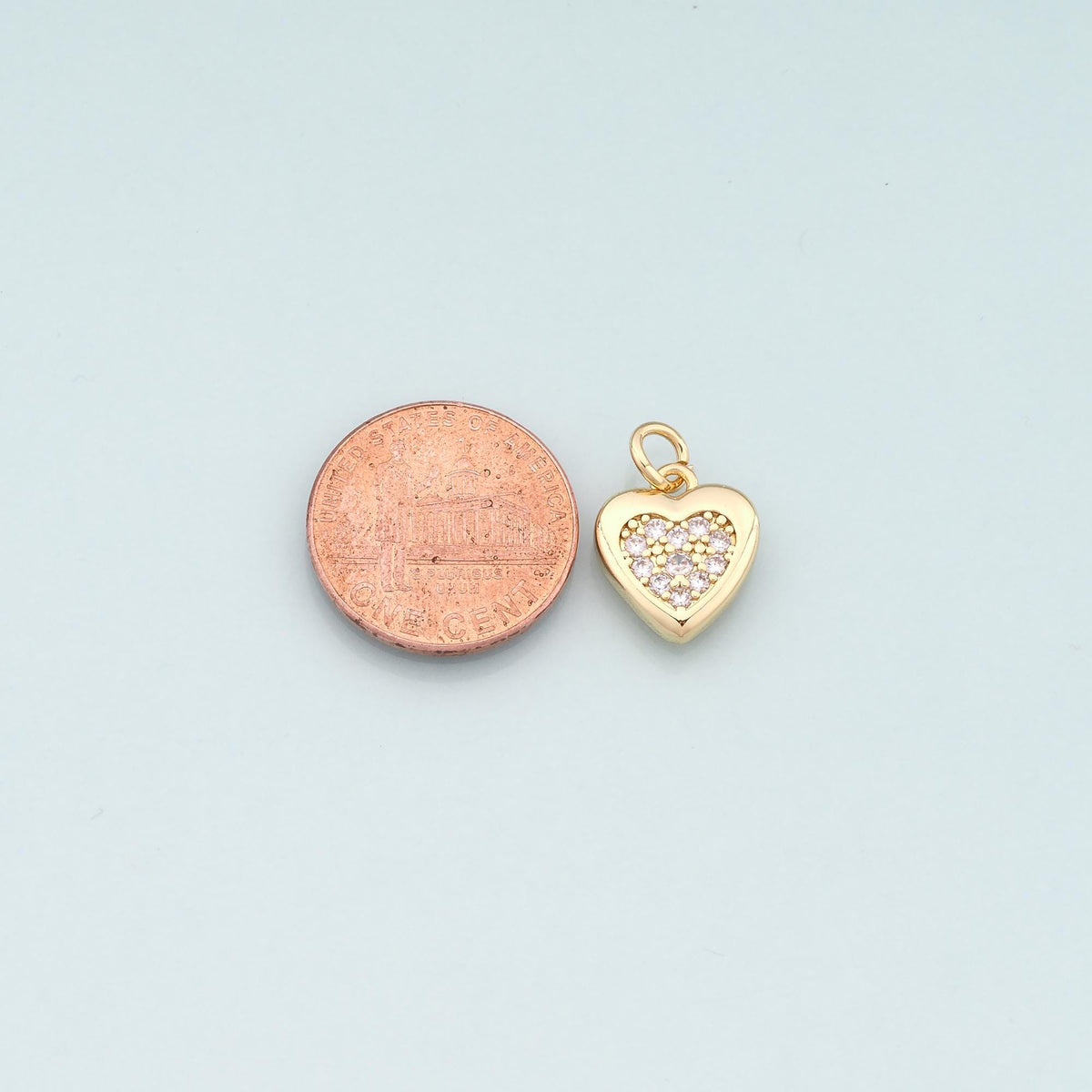 Gold Heart Charms,18K Gold Filled Heart Pendant,CZ Micro Pave Heart Charm Bracelet Necklace for DIY Jewelry Making Supply