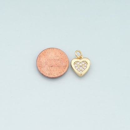 Gold Heart Charms,18K Gold Filled Heart Pendant,CZ Micro Pave Heart Charm Bracelet Necklace for DIY Jewelry Making Supply