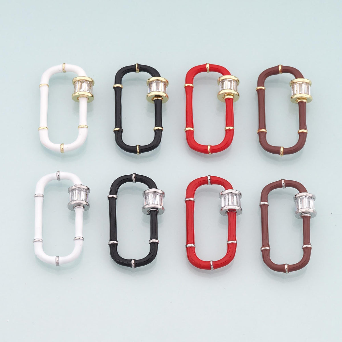 18K Gold Filled Enamel Oval Carabiner Clasp,Buckle Clasp,Carabiner Screw Clasp,Turnbuckle,for DIY Jewelry