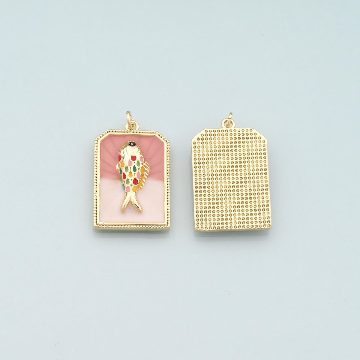 Gold Fish Charms,18K Gold Filled Fish Pendant,Enamel Ocean Charm Bracelet Necklace for DIY Jewelry Making Supply