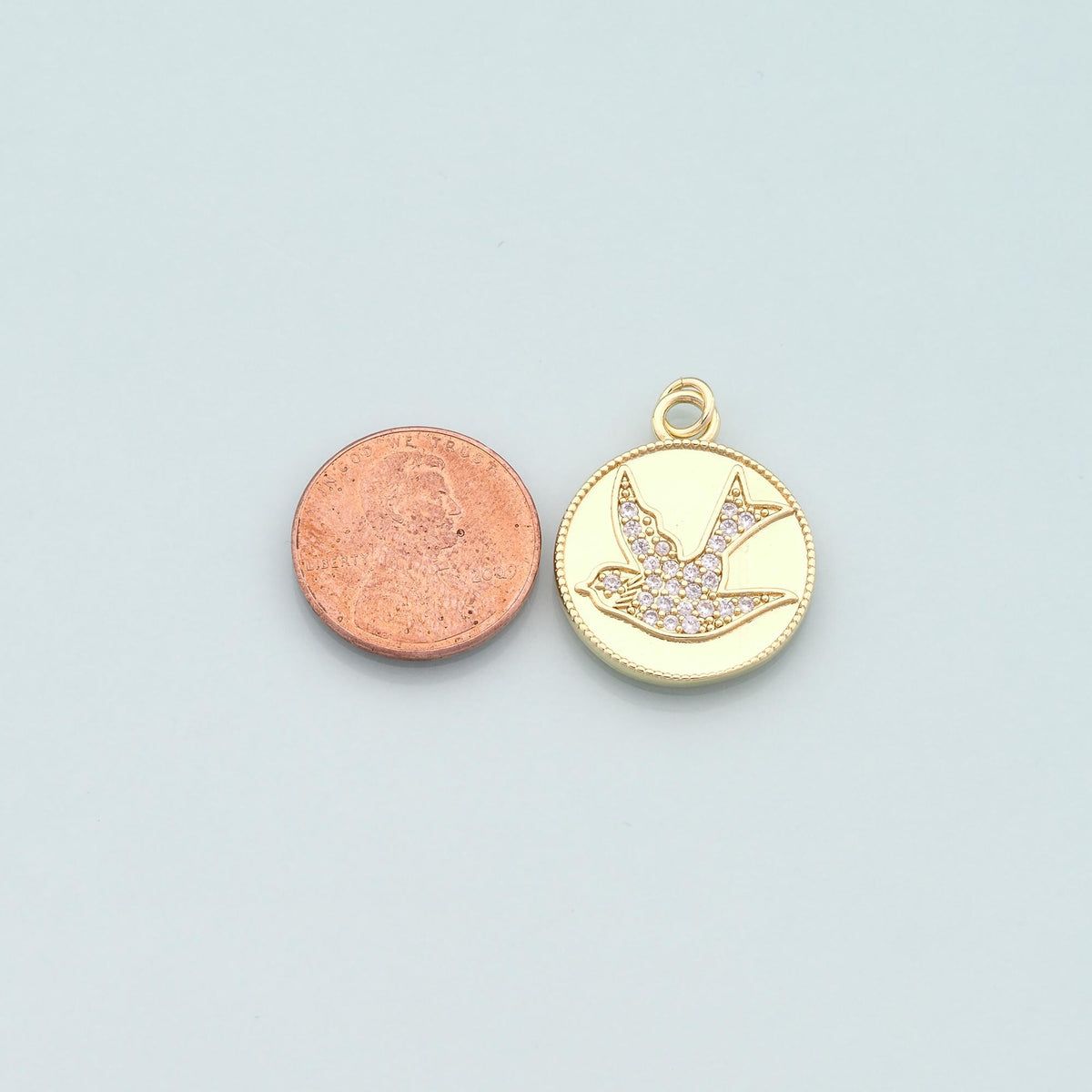 Gold Animal Charms,18K Gold Filled Bird Pendant,CZ Micro Pave Bird Charm Bracelet Necklace for DIY Jewelry Making Supply