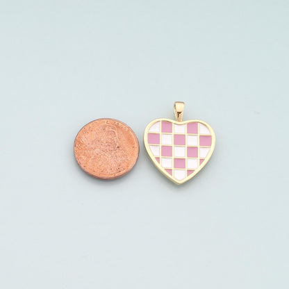Gold Heart Charms,18K Gold Filled Heart Pendant,Enamel Heart Charm Bracelet Necklace for DIY Jewelry Making Supply