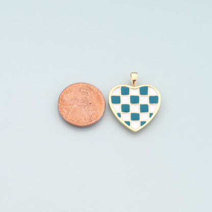 Gold Heart Charms,18K Gold Filled Heart Pendant,Enamel Heart Charm Bracelet Necklace for DIY Jewelry Making Supply