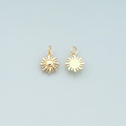 Gold Sun Charms,18K Gold Filled Sun Pendant,Celestial Charm Bracelet Necklace for DIY Jewelry Making Supply