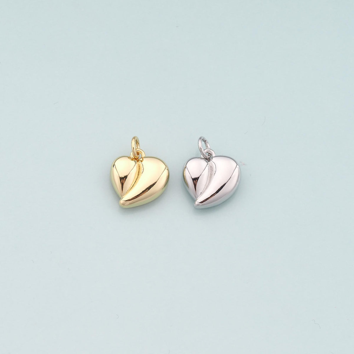 Gold Heart Charms,18K Gold Filled Heart Pendant,Dainty Heart Charm Bracelet Necklace for DIY Jewelry Making Supply