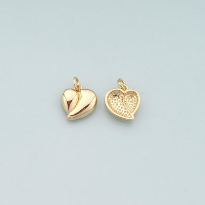 Gold Heart Charms,18K Gold Filled Heart Pendant,Dainty Heart Charm Bracelet Necklace for DIY Jewelry Making Supply