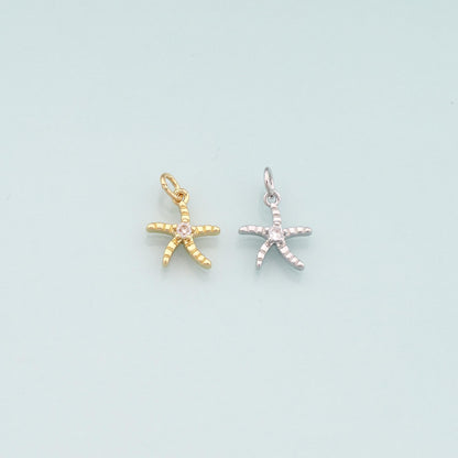 18K Gold Filled Star CZ Charm Pendant for Jewelry Making