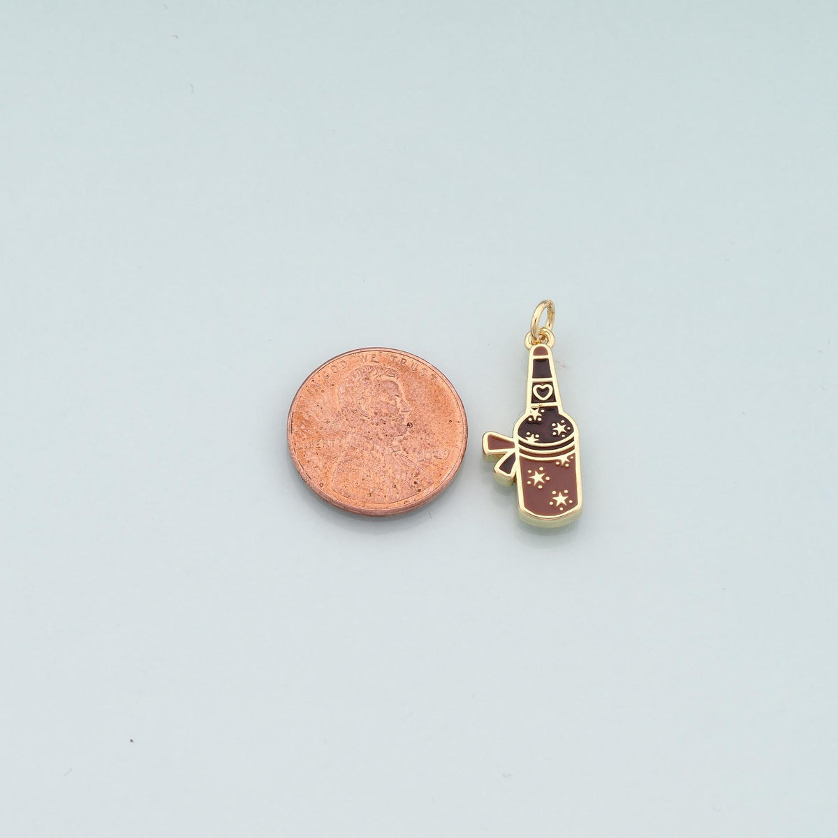 18K Gold Filled Wine Pendant,Enamel Wine Bottle Charm Bracelet Necklace for DIY Jewelry Making Supply